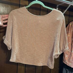 Caution To The Wind Tan Striped Top